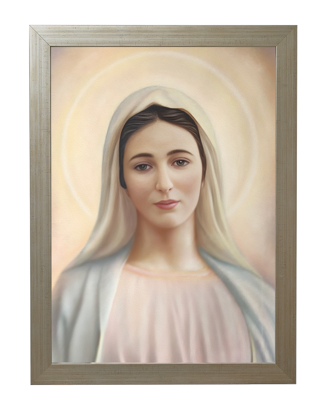 Obraz w rozmiarze 50x70 cm oprawiony w ramę E w kolorze złotym. Szerokość ramy ok. 4,5 cm.