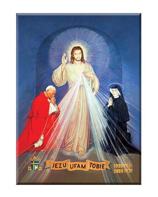 Jezu, Ufam Tobie - Święta Faustyna i Święty Jan Paweł II - Obraz religijny