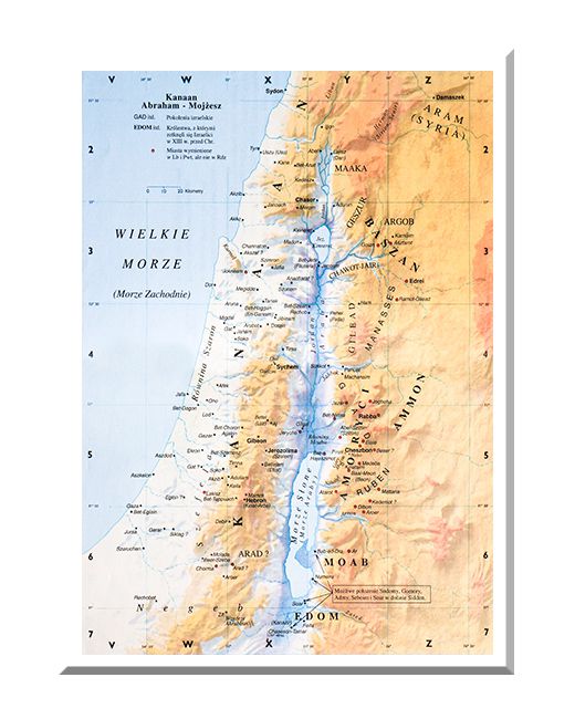 mapa Kanaan w czasach od Abrahama do Mojżesza