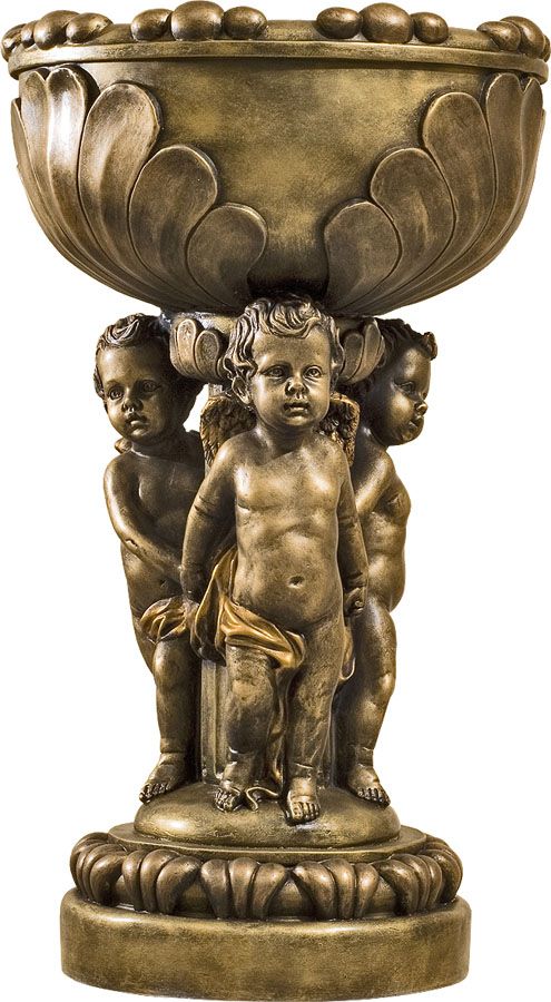 Misa na wodę święconą trzymana przez trzy aniołki - 64 cm - Naczynie liturgiczne