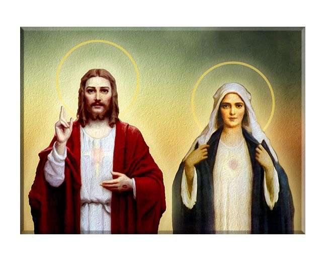 Serce Jezusa - Serce Maryi - Matka Boża i Jezus - 01 - Obraz religijny