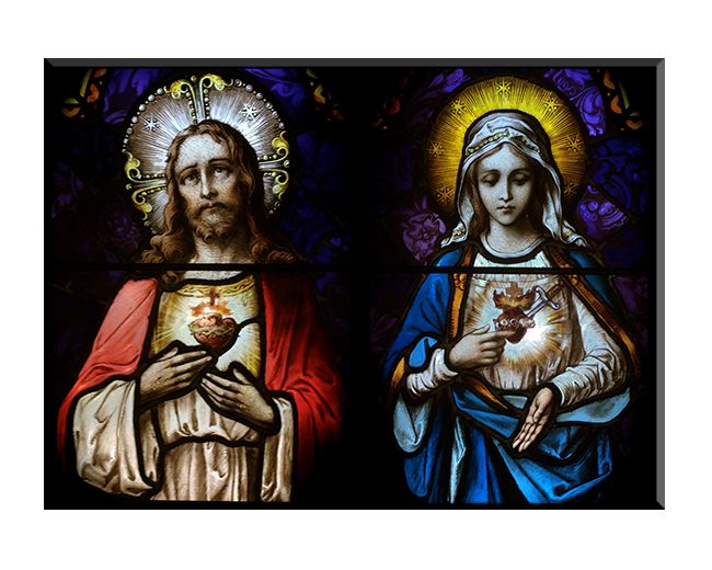 Serce Jezusa - Serce Maryi - Matka Boża i Jezus - 02 - Obraz religijny