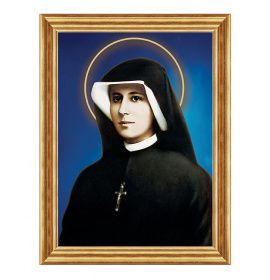 Święta Siostra Faustyna Kowalska - 06 - Lewa - Aureola - Niebieskie tło - Obraz religijny