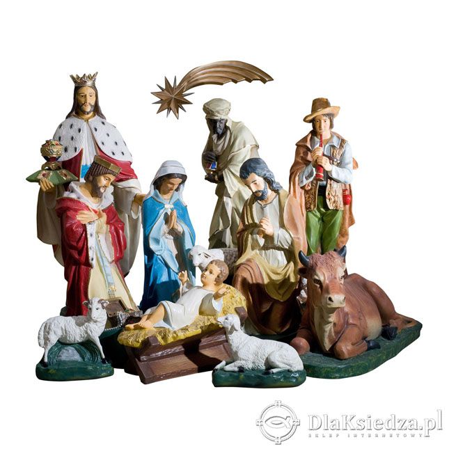 Szopka Bożonarodzeniowa - Rzeźby - 12 elementów - 90 cm 