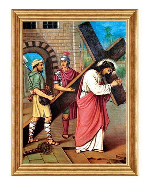 Szymon pomaga nieść krzyż Jezusowi - Stacja V - Boleszyn